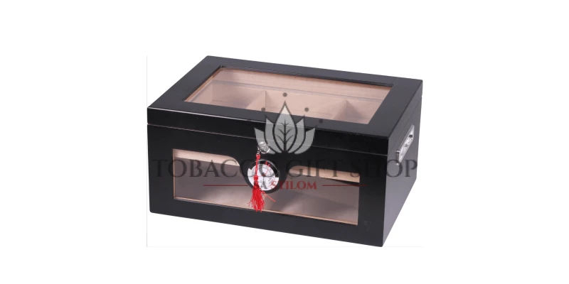 Humidor Mat Crni za cca 100 Cigara Hidrometar Polimer Ovlazivač Ključ