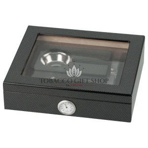 Humidor Gift Set Carbon sa Prozorom za 15 Cigara