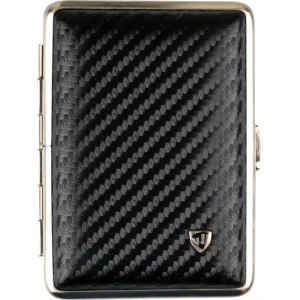 Tabakera Kožna Carbon Crni Okvir Hrom Mat za 14 cigareta