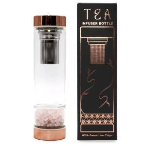Staklena boca za čaj s infuzerom – Rose Gold, Rozenkvarc