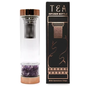 Staklena boca za čaj s infuzerom – Rose Gold, Ametist
