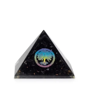 Mala orgonitna piramida 5,5 × 4,5 cm – Drvo života, crni turmalin