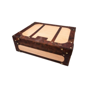Passatore humidor koza braon drvo sa zakovicama cca 25cig