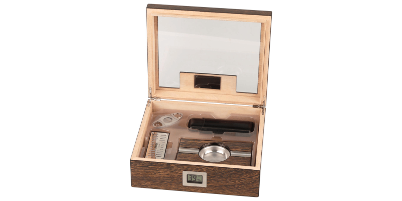 Passatore humidor set zeljezno drvo ironwood dizajn stakleni poklopac za 50cigara
