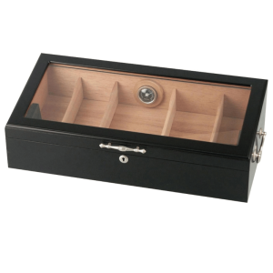 Passatore humidor crni za ca 150 cigara hidrometar ovlazivac 4 pregrade