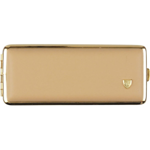 Tabakera Soft Koža Bež Zlatni Okvir 100mm