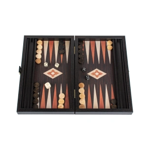 Ručno rađeni drveni Backgammon venge replika sa orah&hrast vrhovima sa bočnim policama 38x23cm