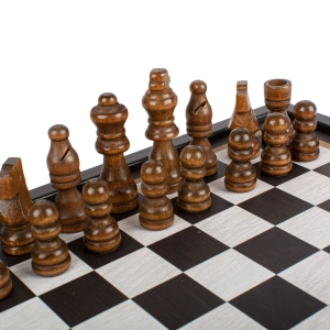 Šah/Backgammon - klasični crni dizajn u crnoj replika drvena kutija