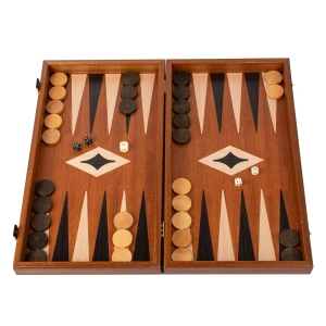Ručno rađeni Šah&Backgammon mahagonij sa crno&hrast vrhovima 38x20cm
