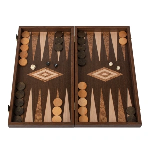 Ručno rađeni Backgammon sa orah burl i hrast vrhovima 38x20cm