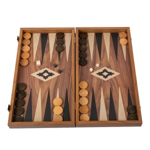 Ručno rađeni drveni Backgammon orah replika sa crnim&hrast vrhovima 38x20cm