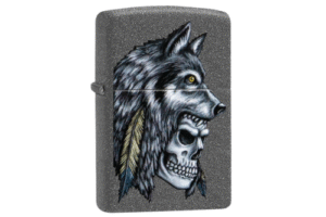 ZIPPO UPALJAC Wolf Skull Feather Design 29863