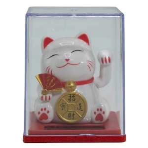 Mini solarna Money Cat figurica u kutiji – Bijela